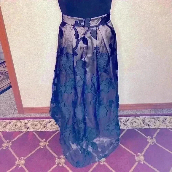 Monsoon black lace lilac iridescent formal occasion midi A line skirt size 10 - Picture 3 of 11
